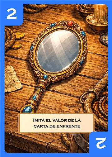 Carta azul: imita el valor de la carta de enfrente